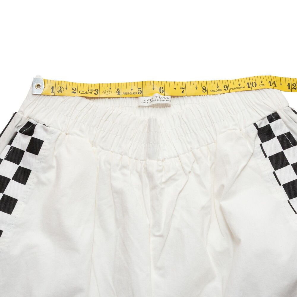 12th Tribe‎  S/M Tall Women's White Black Checkered Side Zip Track Joggers - Picture 6 of 10